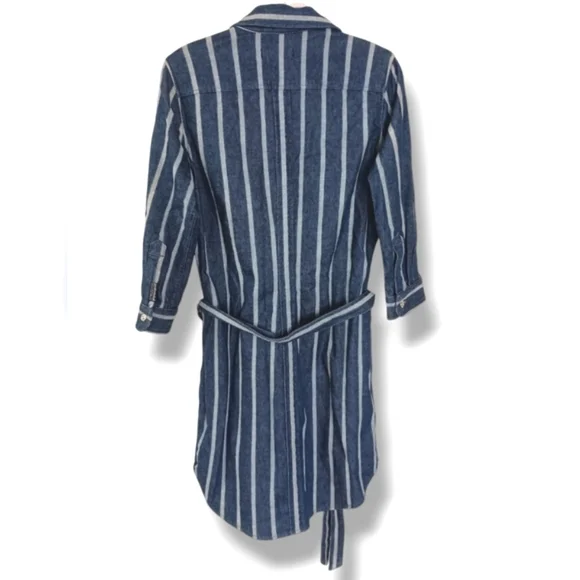 7 For All Mankind Denim Stripe Shirt Dress - Picture 8 of 11
